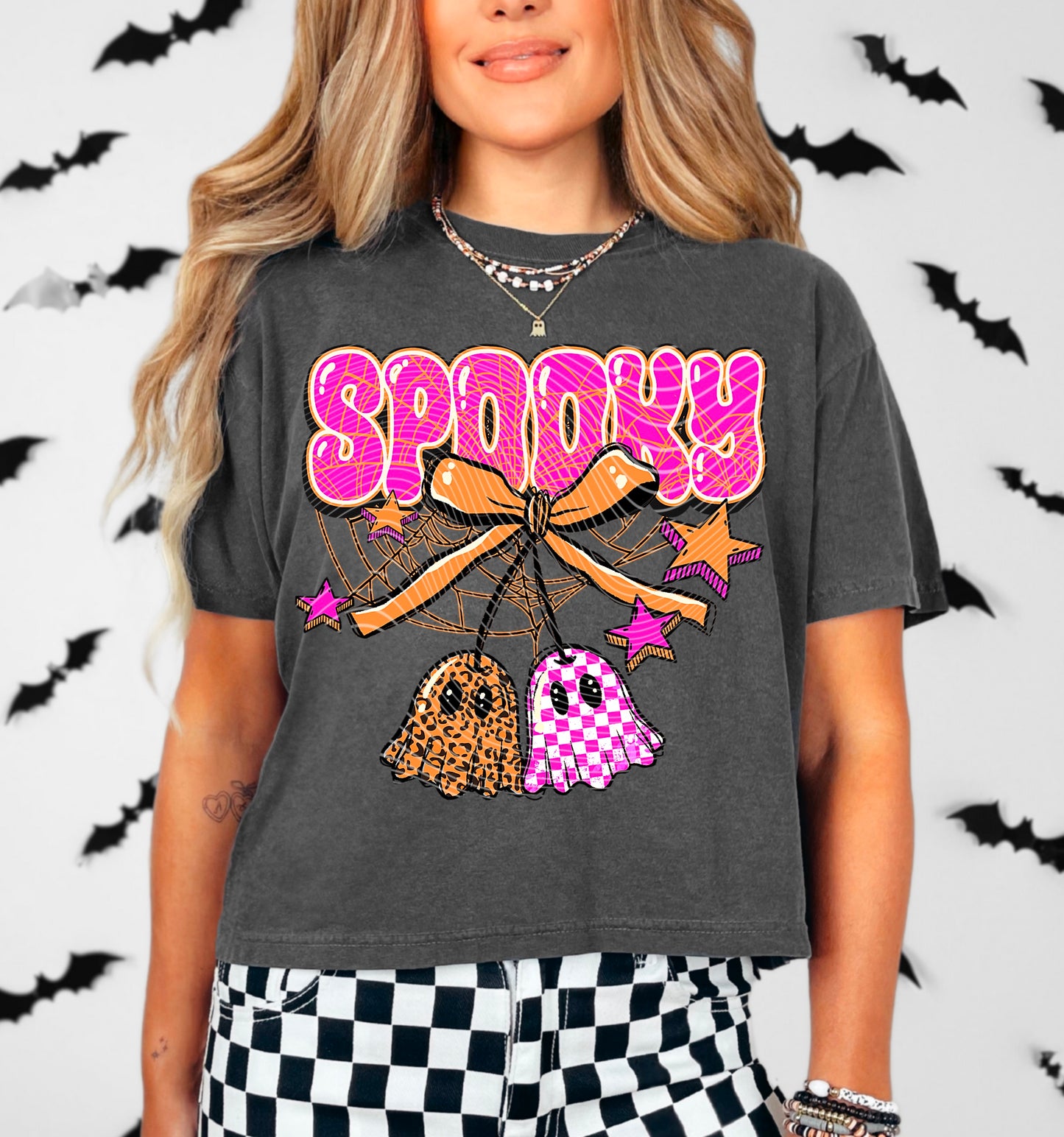 Pink Spooky ghouls DTF Transfer Film A075