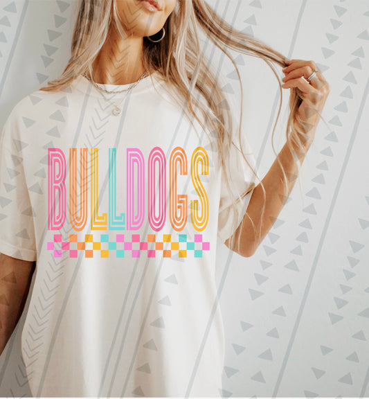 Colorful Sports Mascot Bulldogs DTF Transfer Film