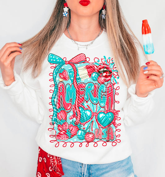 Retro Patriotic America DTF Transfer Film A055