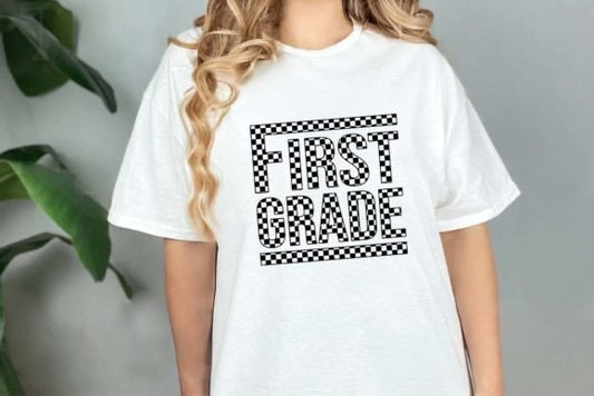 Checkered First Grade Youth Cotton T-shirt