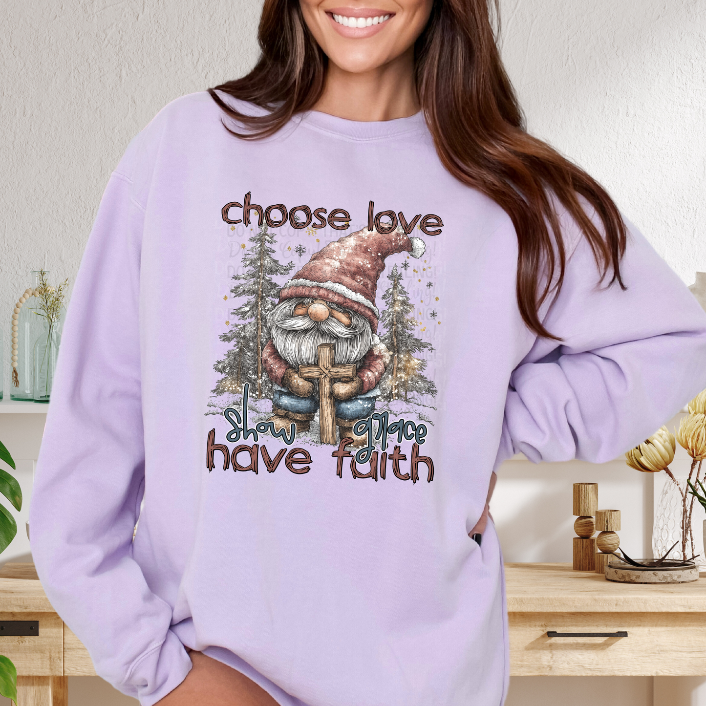 Choose Love show Grace have Faith Gnome DTF Transfer Film SD015