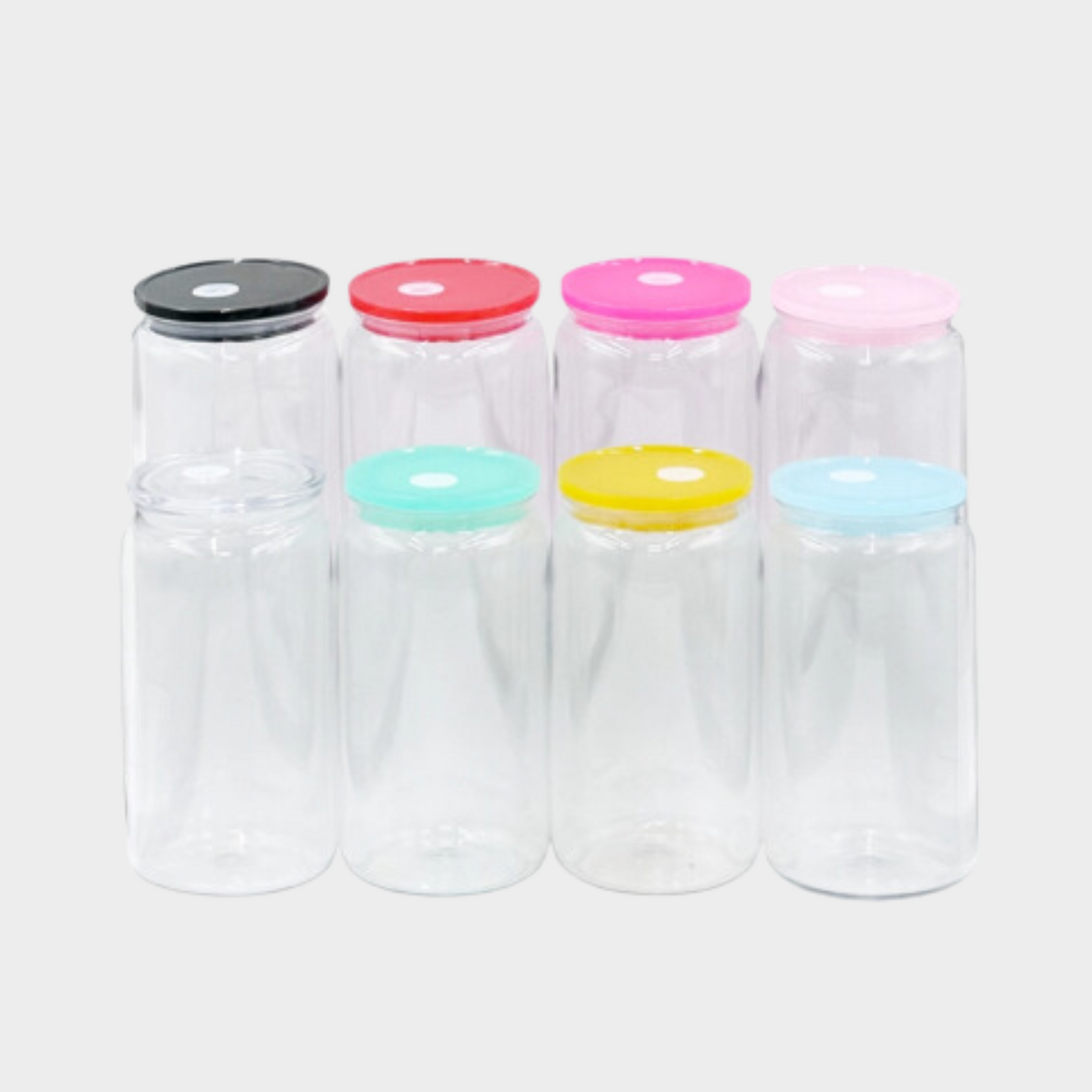 NEW 16 oz Clear Plastic Tumbler Cup with COLORED LID