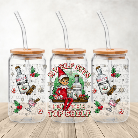 Christmas Boy Helper - 16oz UV DTF Transfer Film Wrap and Matching Lid G114