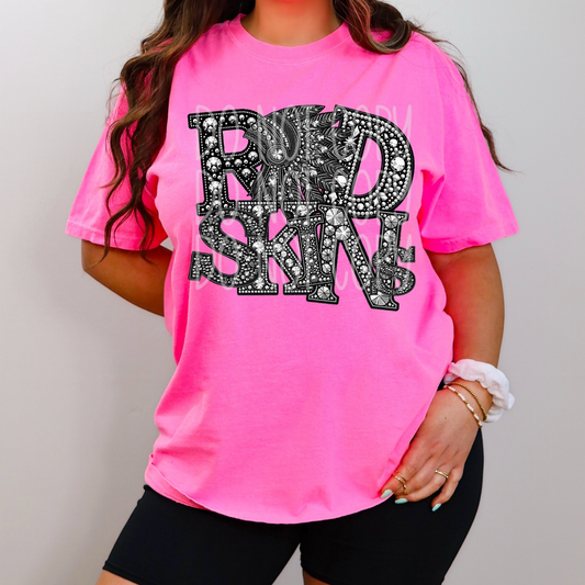 Redskins - Faux Rhinestone Faux Embroidered DTF Transfer Film