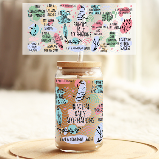 Principle Daily Affirmations - 16oz Glass UV DTF Transfer Film