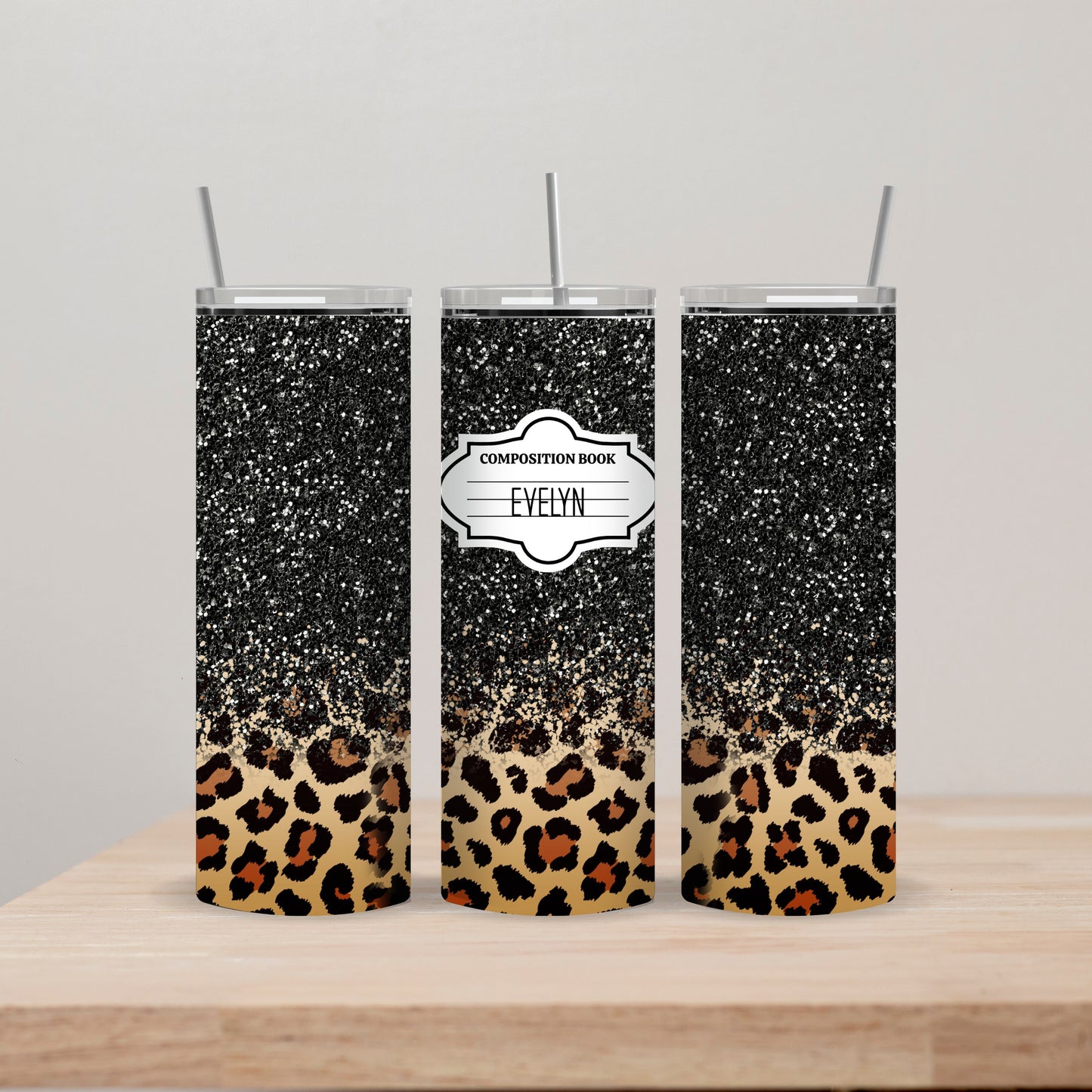 Glitter Composition Tumbler with Name 20oz Straight Insulated Tumbler