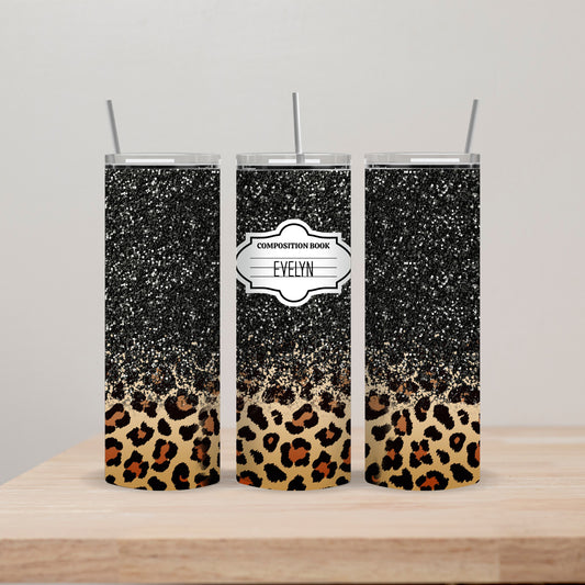 Glitter Composition Tumbler with Name 20oz Straight Insulated Tumbler