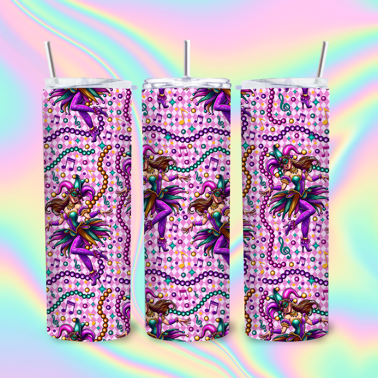 Mardi Gras V2 Girl - Tumbler Sublimation Transfer Film