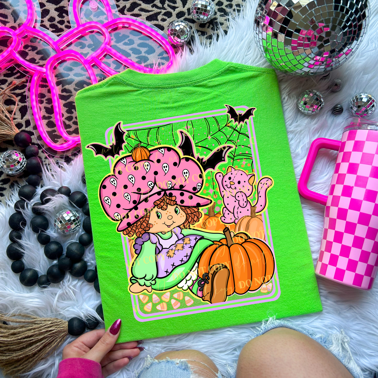 Pumpkin Girl - No Words- Pink and green Border - DTF Transfer Film