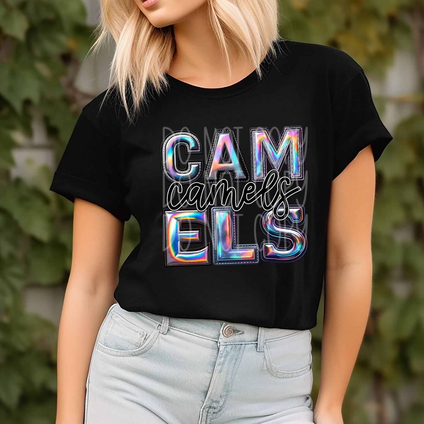 Faux Hologram Faux Embroidery Camels DTF Transfer Film