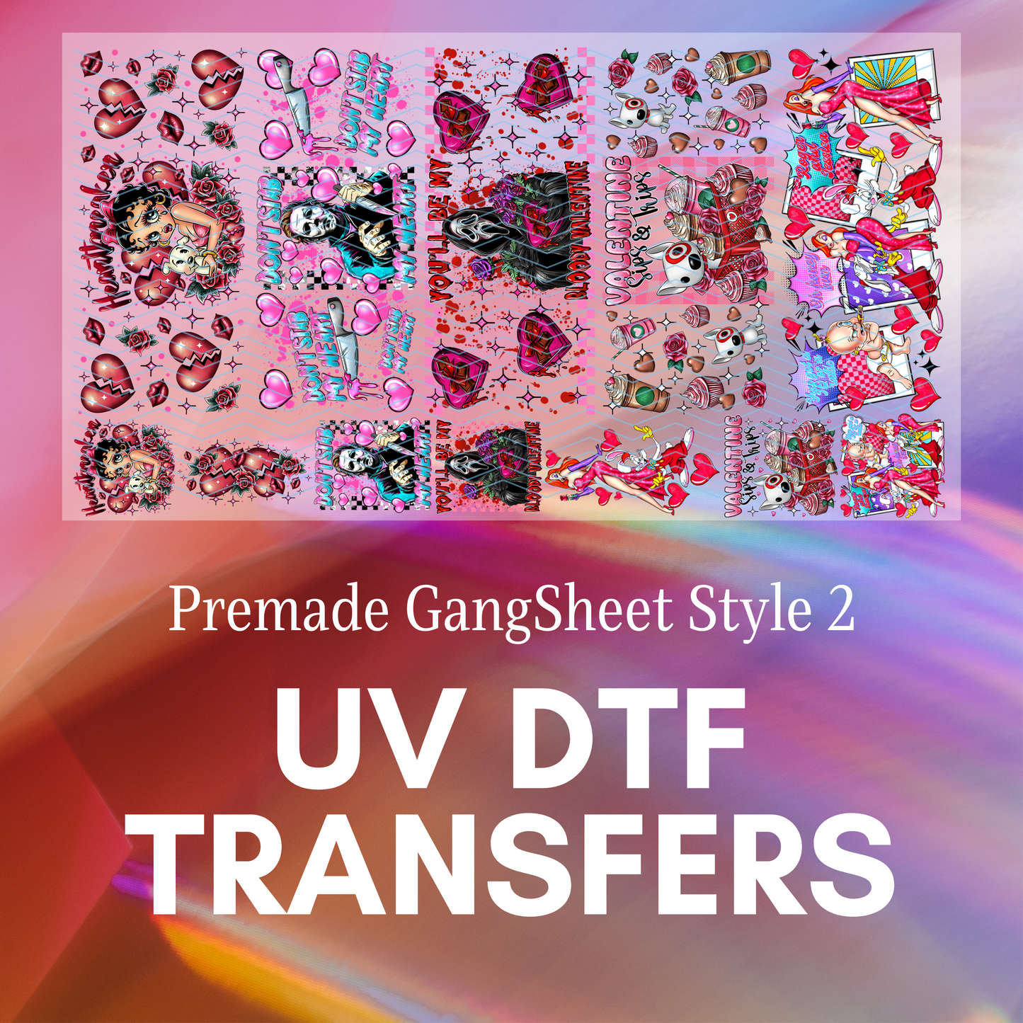 Pre-Made Valentine - 22" x 12" Gang Sheet - READY TO PRINT - Style 2