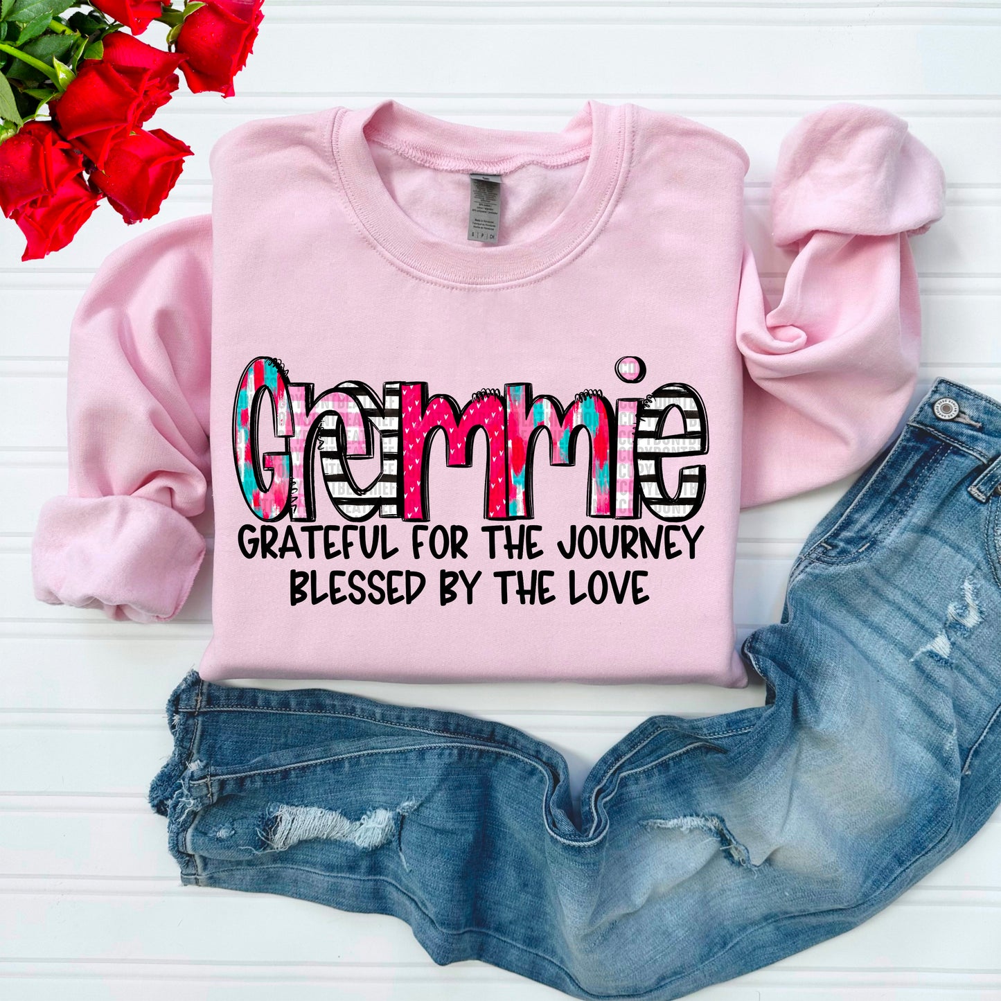 Grateful for the journey, Blessed by the Love - Grammie DTF Transfer Film SD124