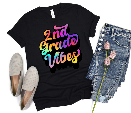 Colorful 2nd Grade Vibes Youth Cotton T-shirt
