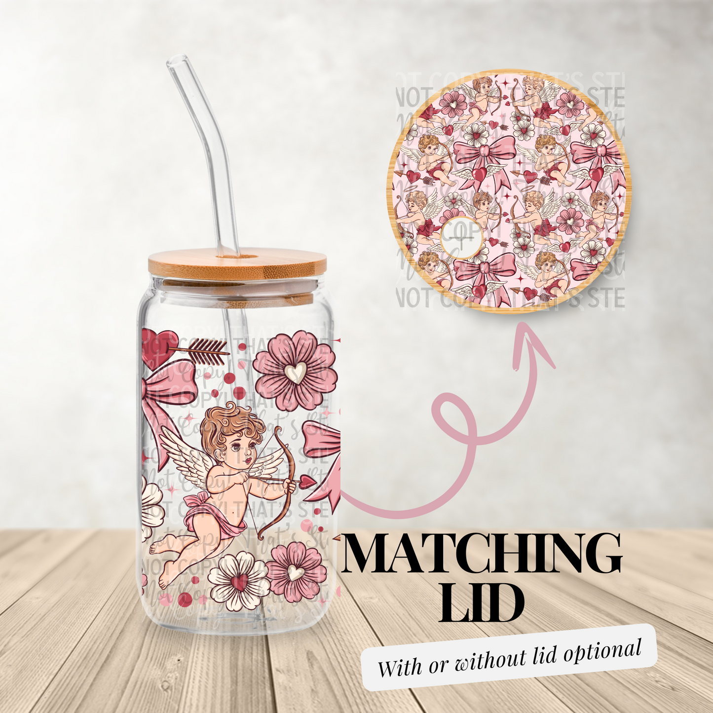Valentine Cupid - 16oz UV DTF Transfer Film Wrap and Matching Lid A124