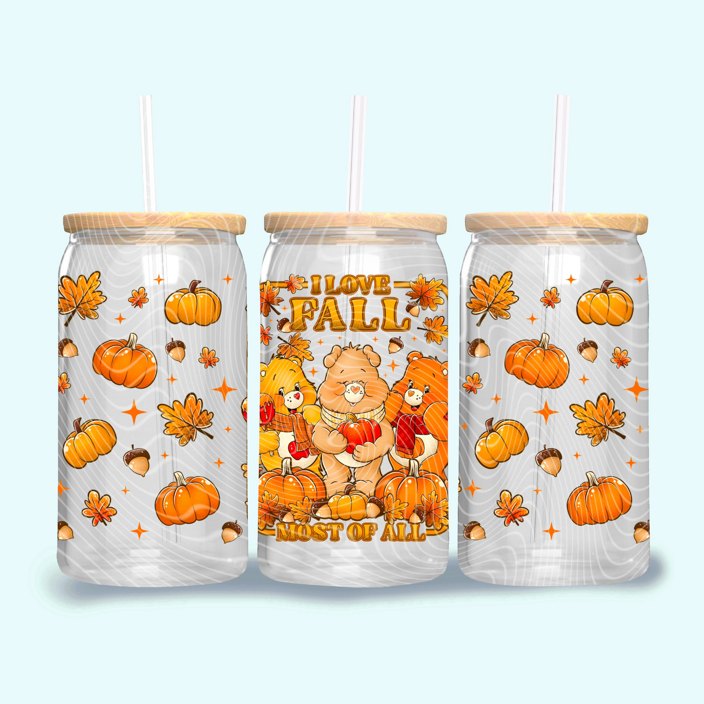 Fall Bear Besties - 16oz UV DTF Transfer Film