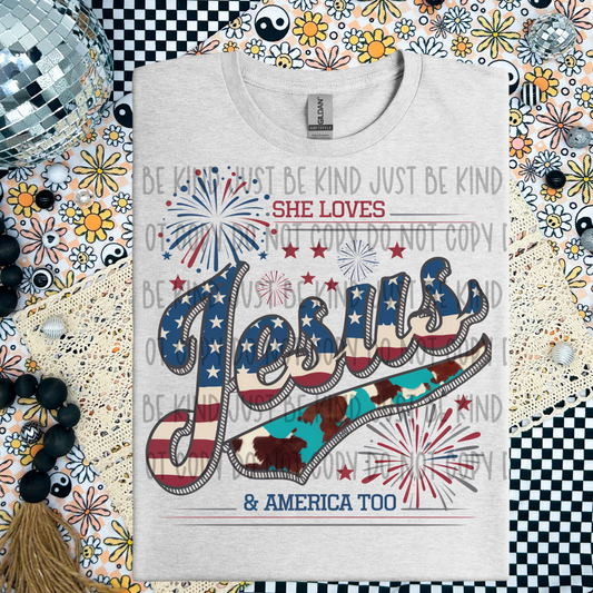 She loves Jesus & America too DTF Transfer Film SD045