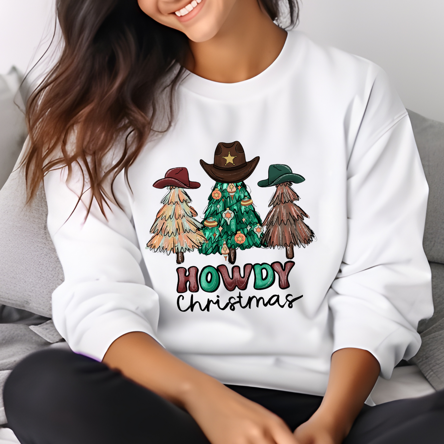 Howdy Christmas Cowboy Trees DTF Transfer Film 9350