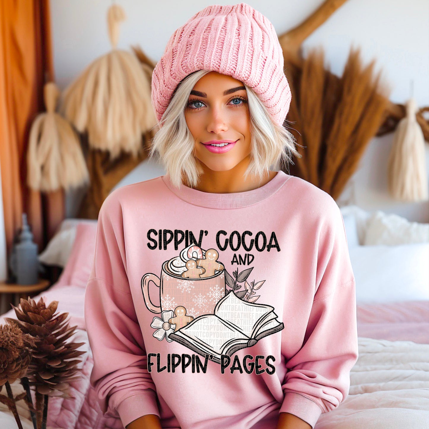 Sippin’ Cocoa and Flippin pages DTF Transfer Film SD104
