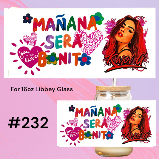 Manana 232 UV DTF 16oz Glass Wrap