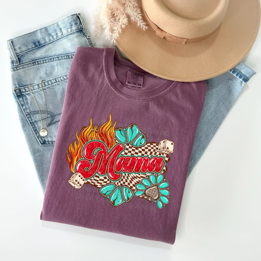 Mama Turquoise Spades V2 DTF Transfer Film A055