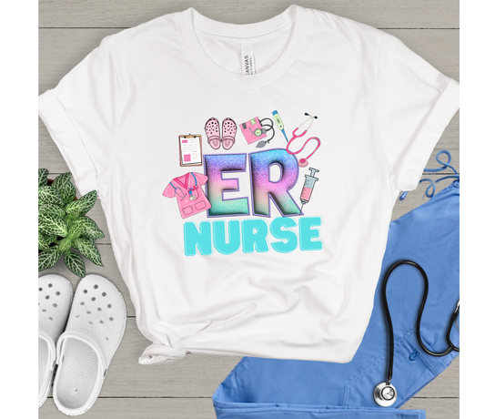 Colorful ER Nurse DTF Transfer Film C3033