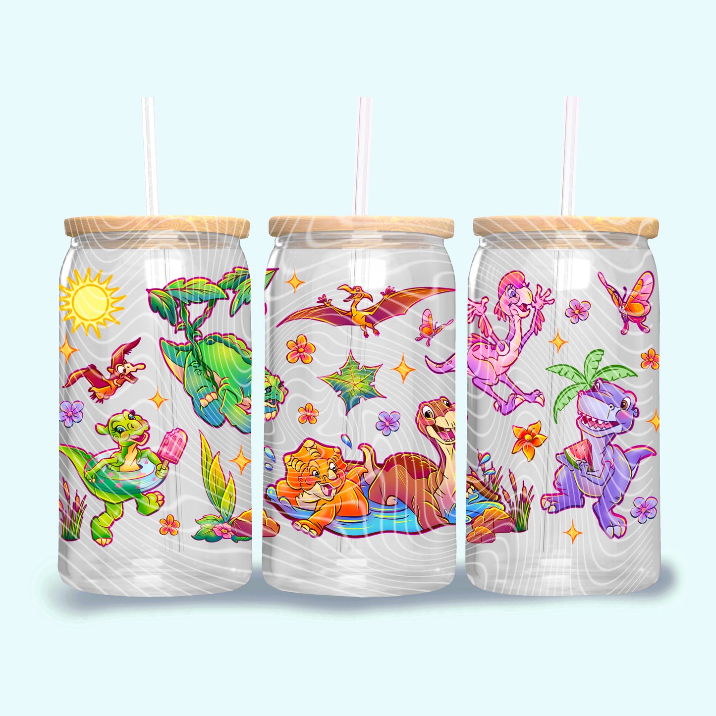 Spring Dinosaurs 16oz UV DTF Transfer Film G035