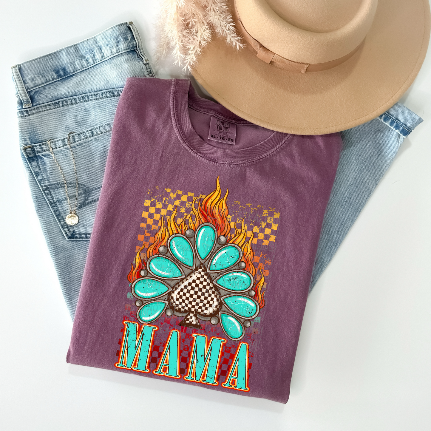 Mama Turquoise Spades V1 DTF Transfer Film A055