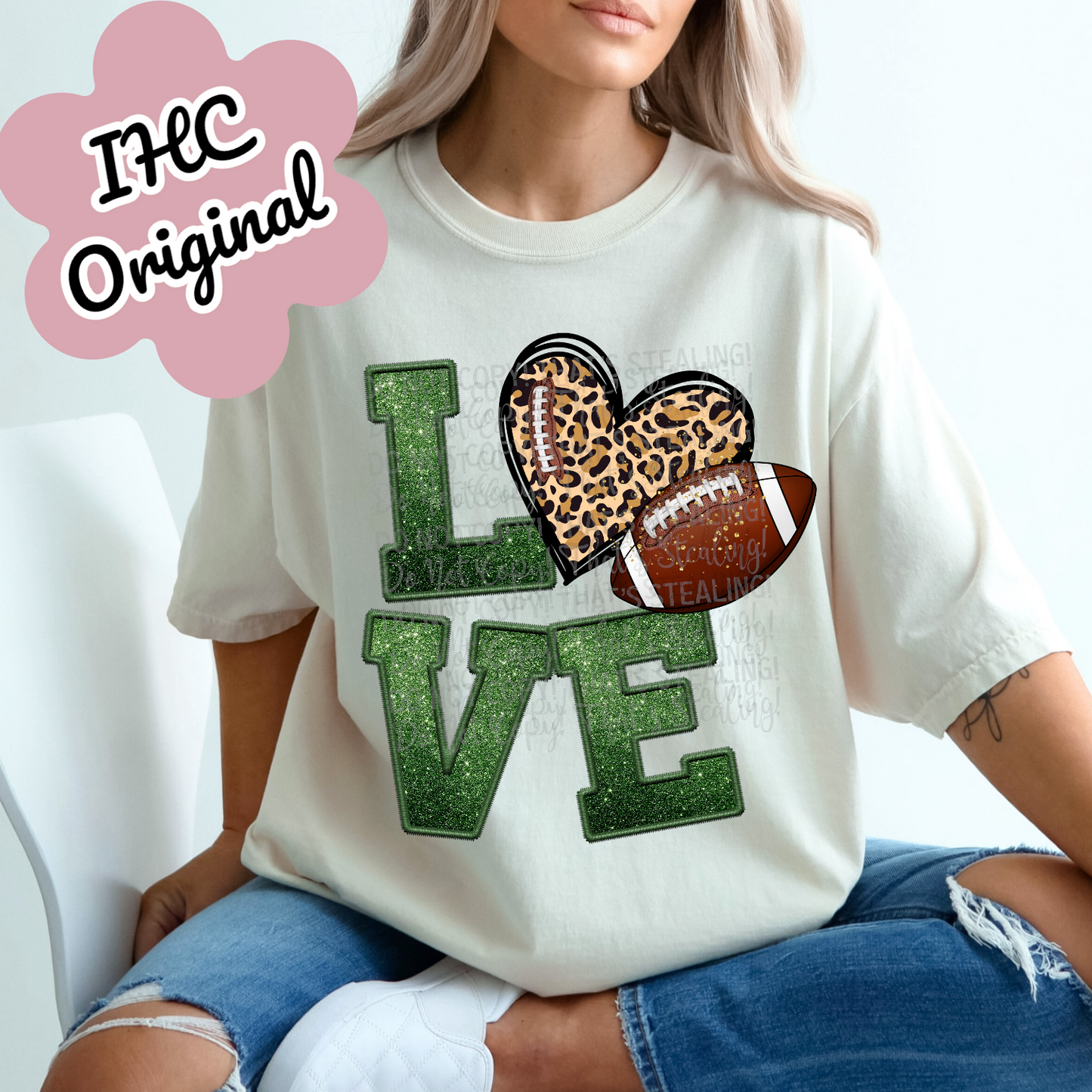 Football Love Faux Sequin Faux Embroidered Dtf Transfer Film
