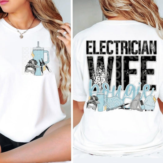 Matching DTF Series - Pocket & Back - Electrician Wife Bougie