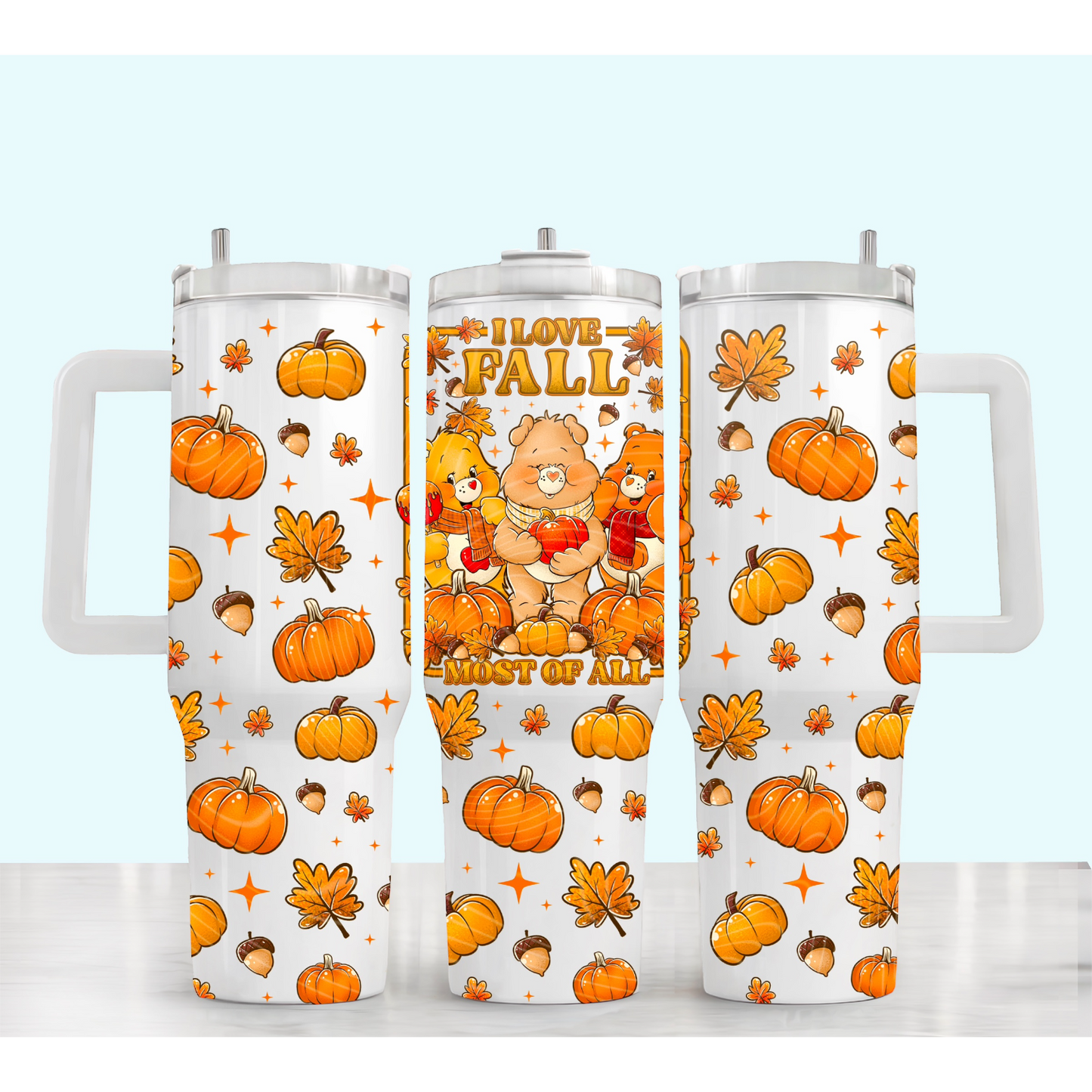Fall Bear Besties - TOP & BOTTOM SET - 40 oz Tumbler UV DTF Transfer Film