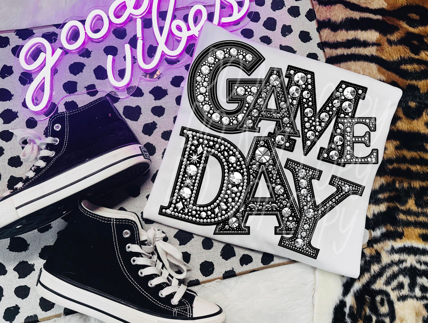 Game Day - Faux Rhinestone Faux Embroidered DTF Transfer Film