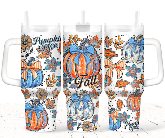 Pumpkin Spice & Fall Vibes - TOP & BOTTOM SET - 40 oz Tumbler UV DTF Transfer Film A095