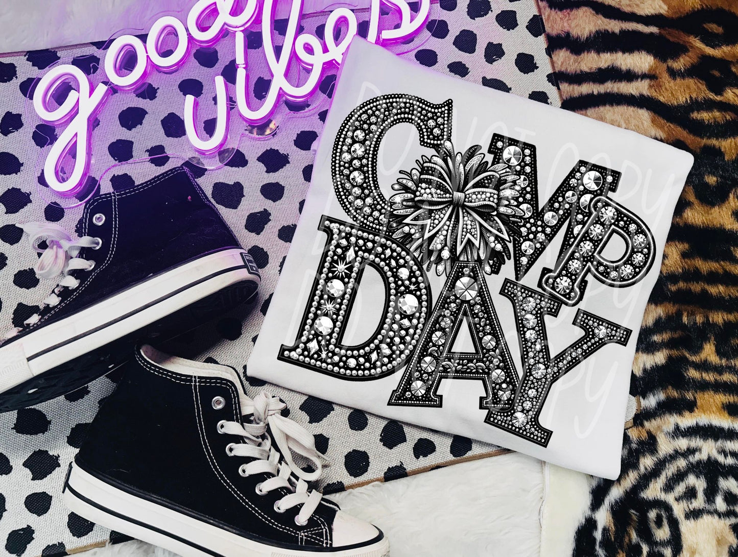 Cheer Camp Day - Faux Rhinestone Faux Embroidered DTF Transfer Film