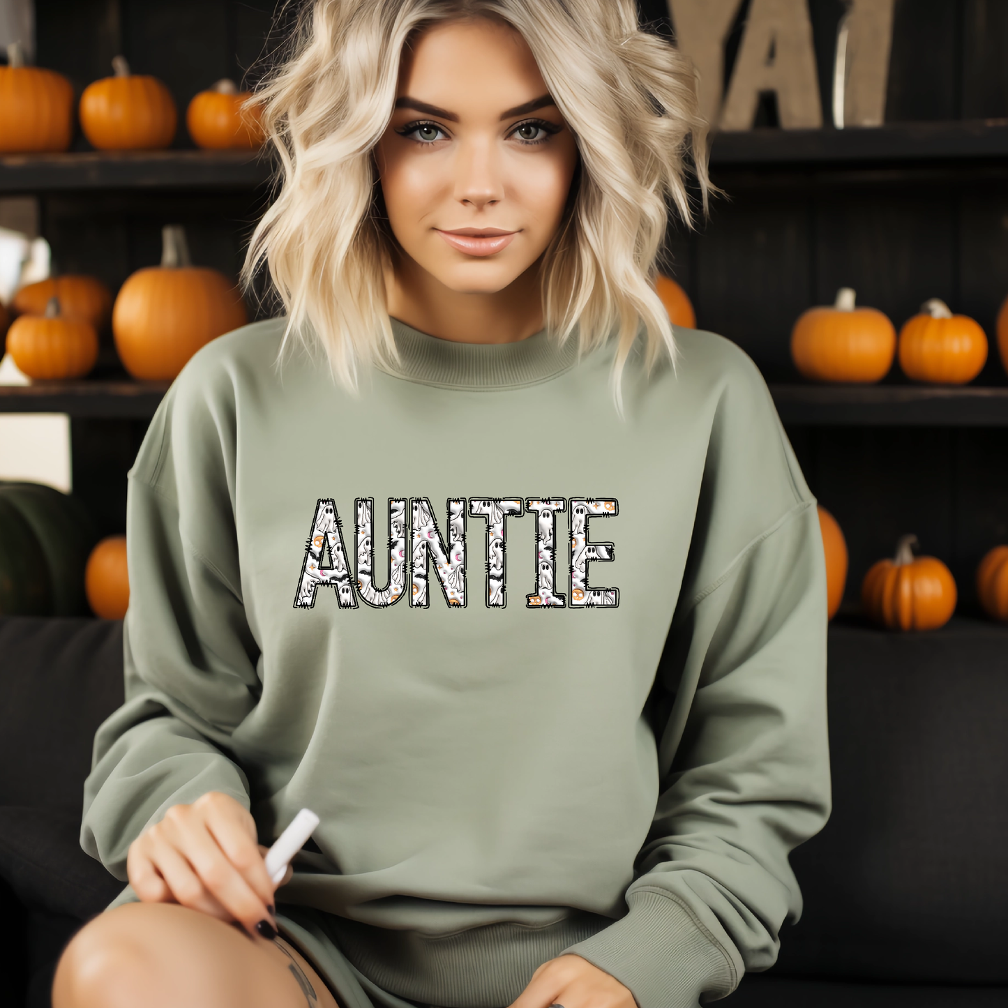 3D Ghouls Auntie Letters DTF Transfer Film 9079