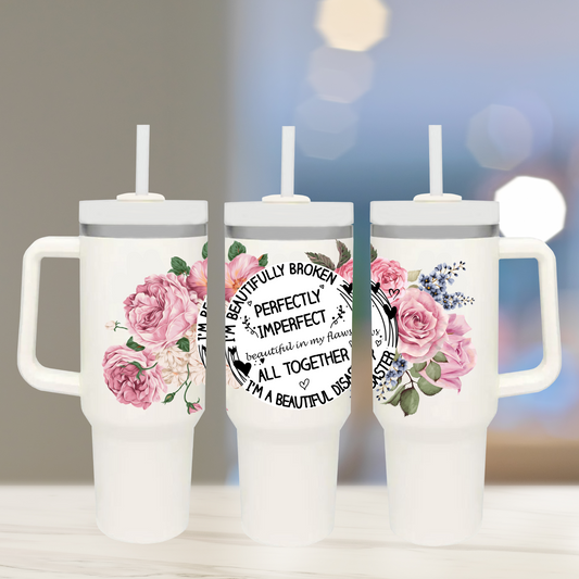 Floral Perfectly Imperfect - TOP - 40 oz Glass UV DTF Transfer Film