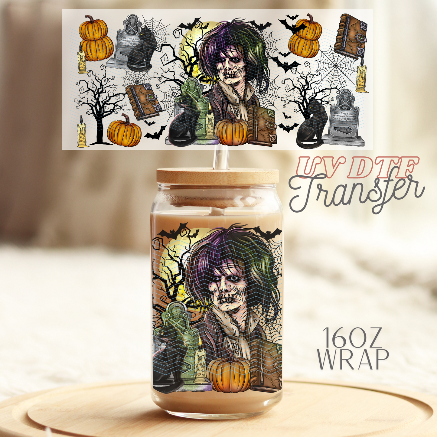 Halloween Black cat - 16oz UV DTF Transfer Film