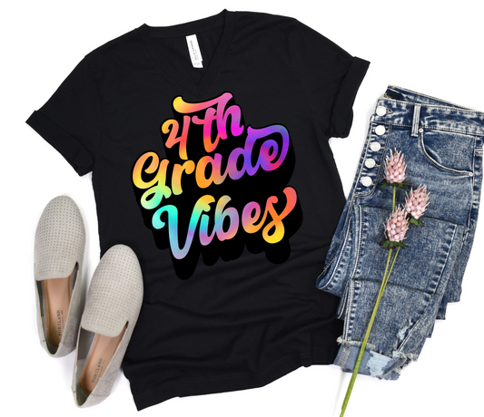 Colorful 4th Grade Vibes Youth Cotton T-shirt