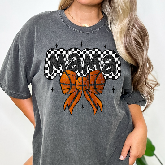 Basketball checkered Mama Bow DTF Transfer Film ES065