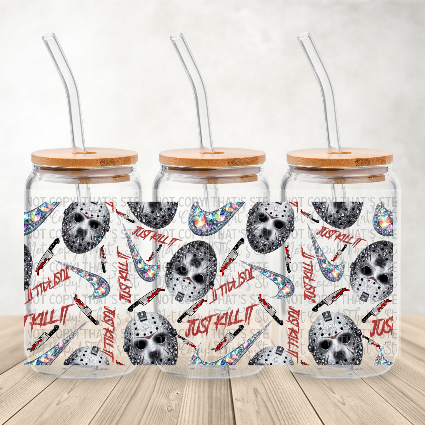 Just Kill it Mask - 16oz UV DTF Transfer Film Wrap and Matching Lid SS094