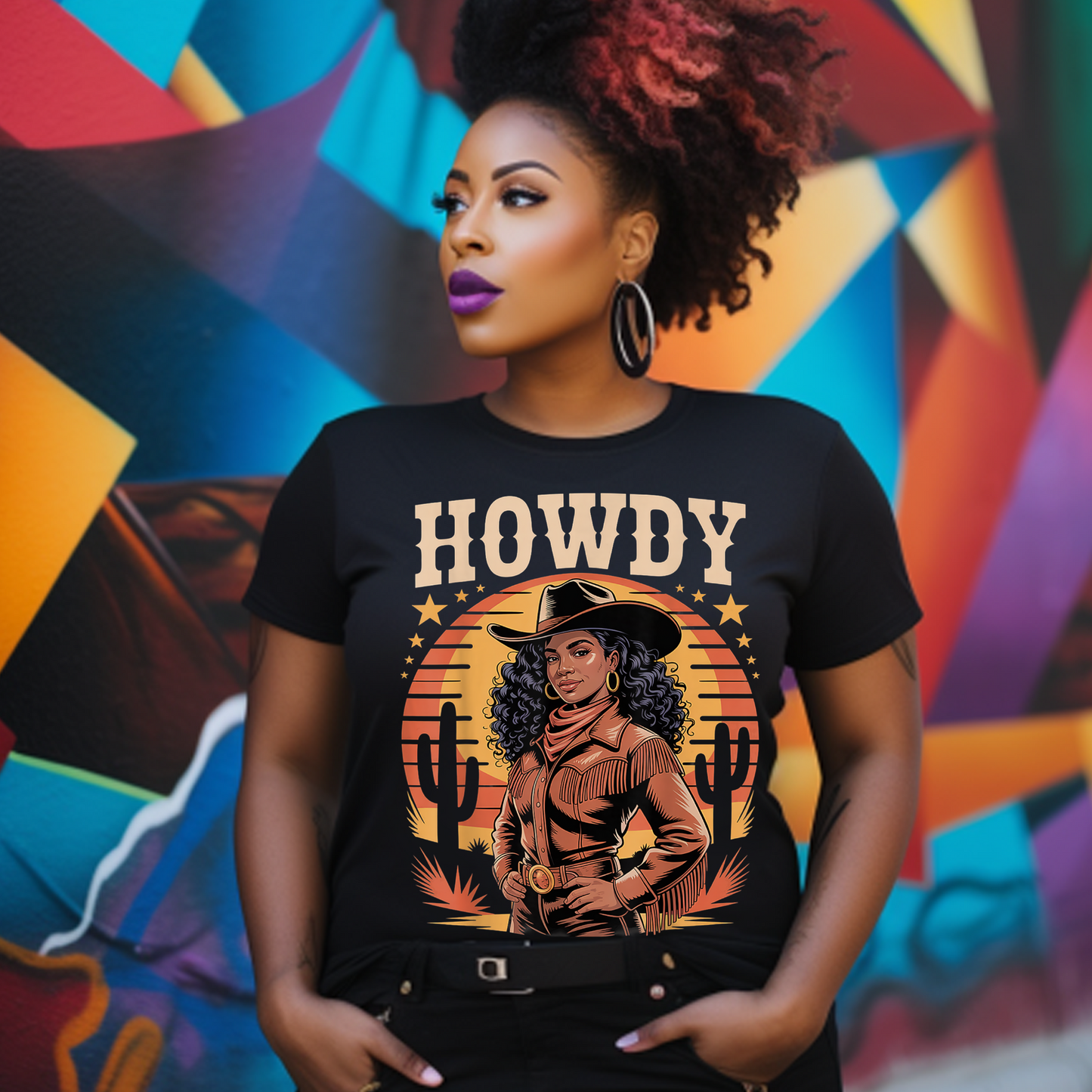 Howdy Rodeo Cowgirl DTF Transfer Film E075