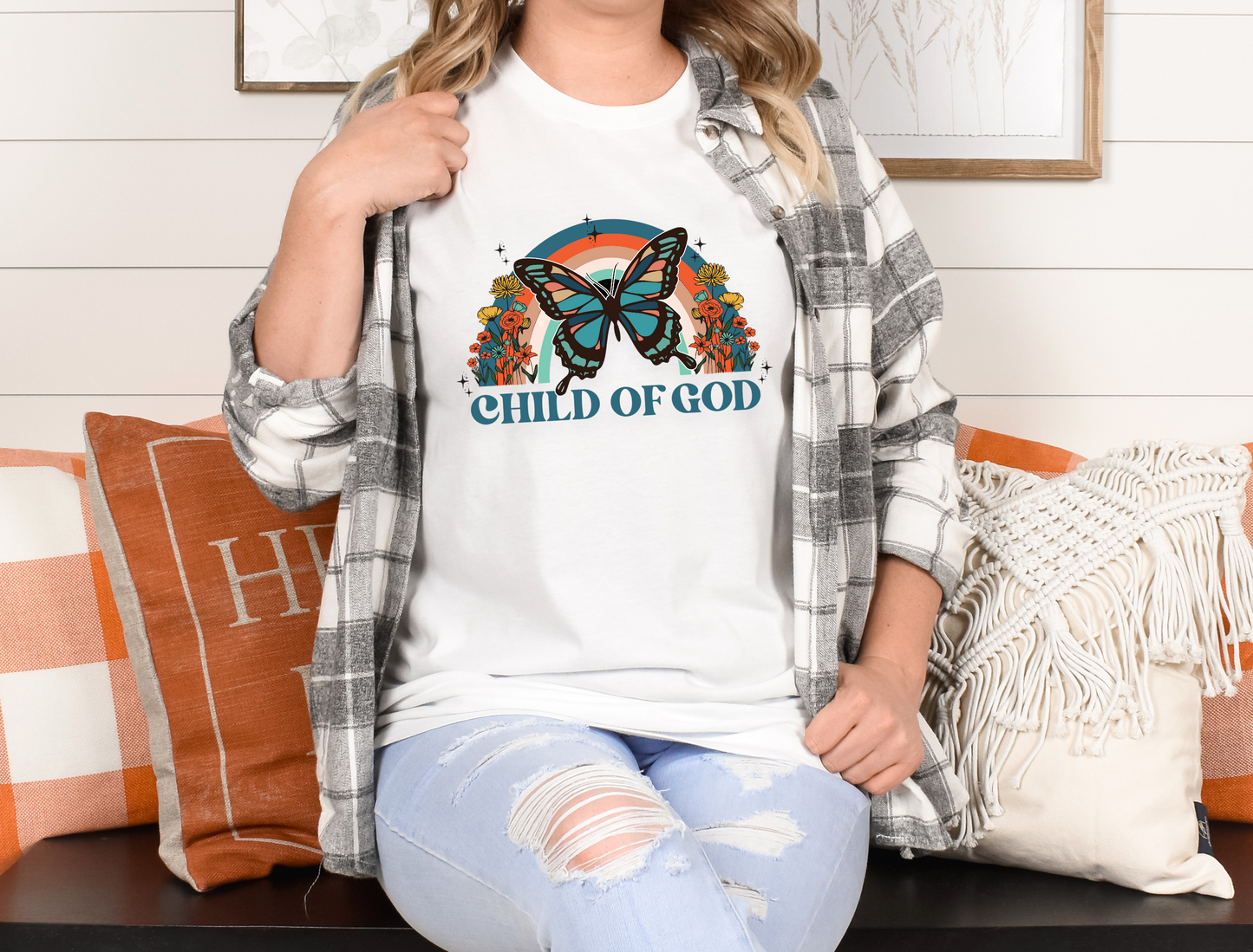 Retro Butterfly Child of God DTF Transfer Film 1700