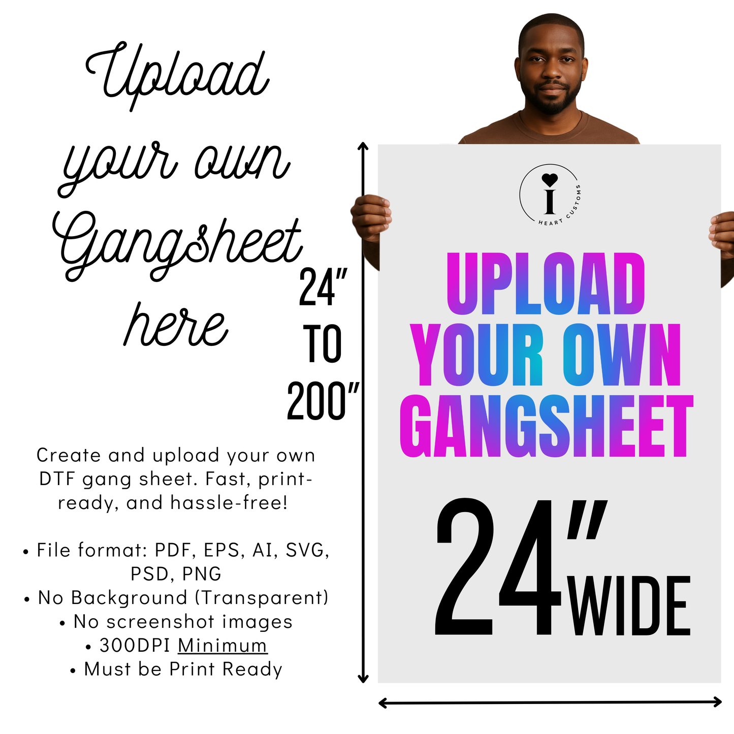 CUSTOM 24 INCH DTF GANG SHEET (MULTIPLE DESIGNS ON 1 ROLL)