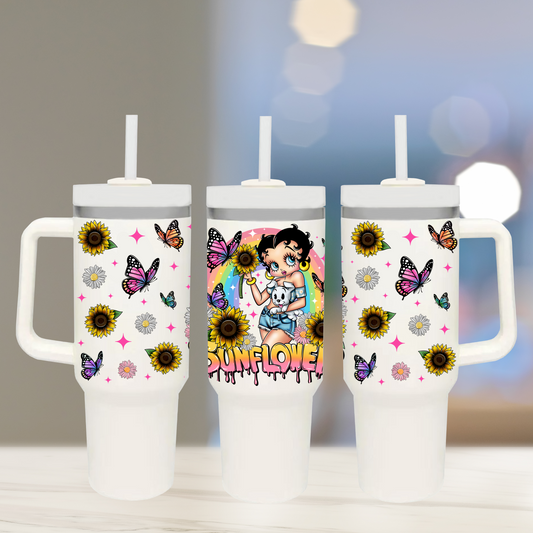 Rainbow sunflowers - TOP - 40 oz Glass UV DTF Transfer Film