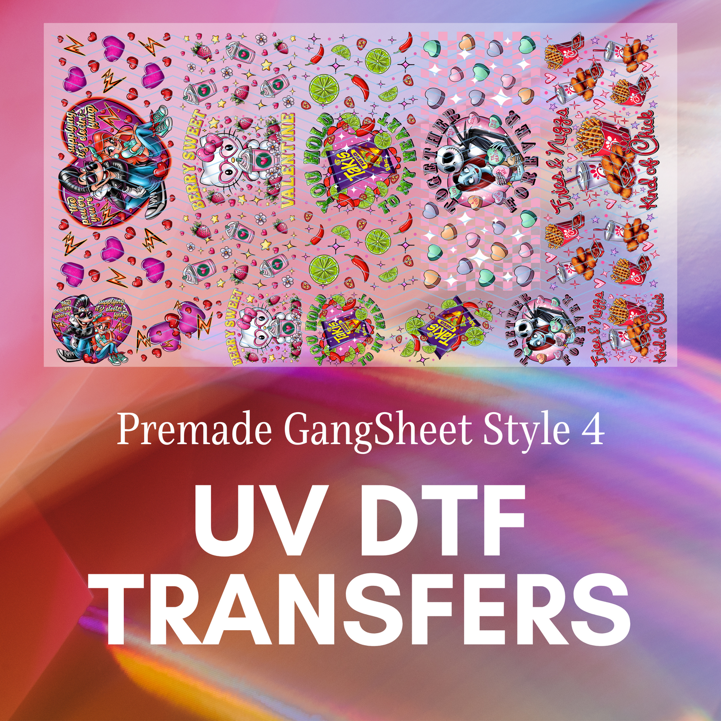 Pre-Made Valentine - 22" x 12" Gang Sheet - READY TO PRINT - Style 4
