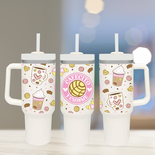 Cafecito y Chisme - TOP - 40 oz Glass UV DTF Transfer Film
