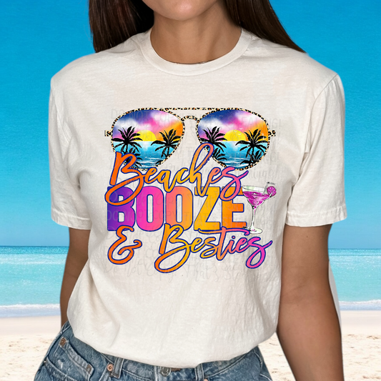 Beaches Booze & Besties DTF Transfer Film E035
