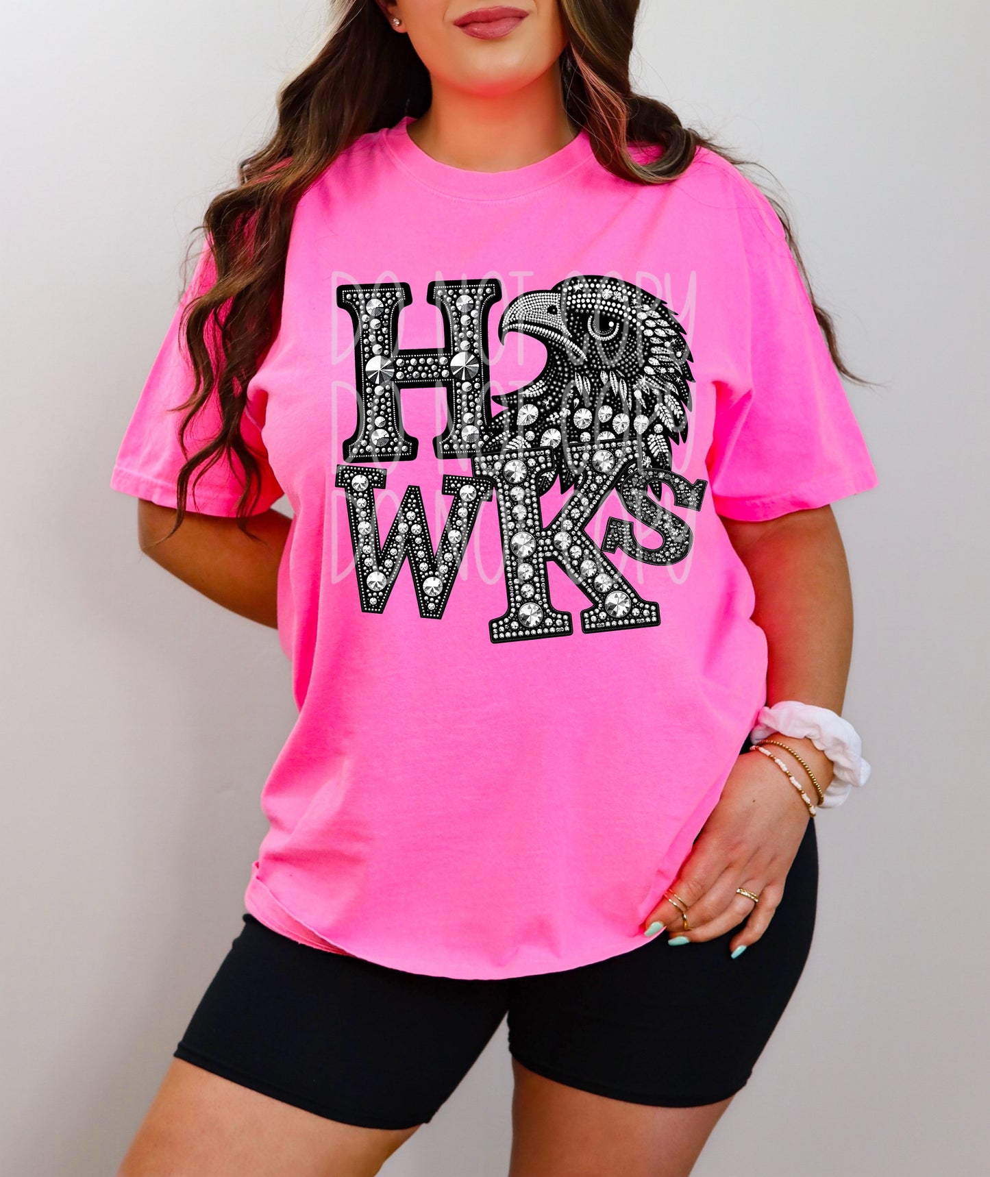Sports Team Spirit - Hawks - Faux Rhinestone Faux Embroidered DTF Transfer Film