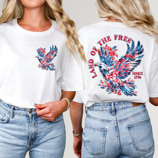 American eagle Land of the free with matching front pocket DTF Transfer Film