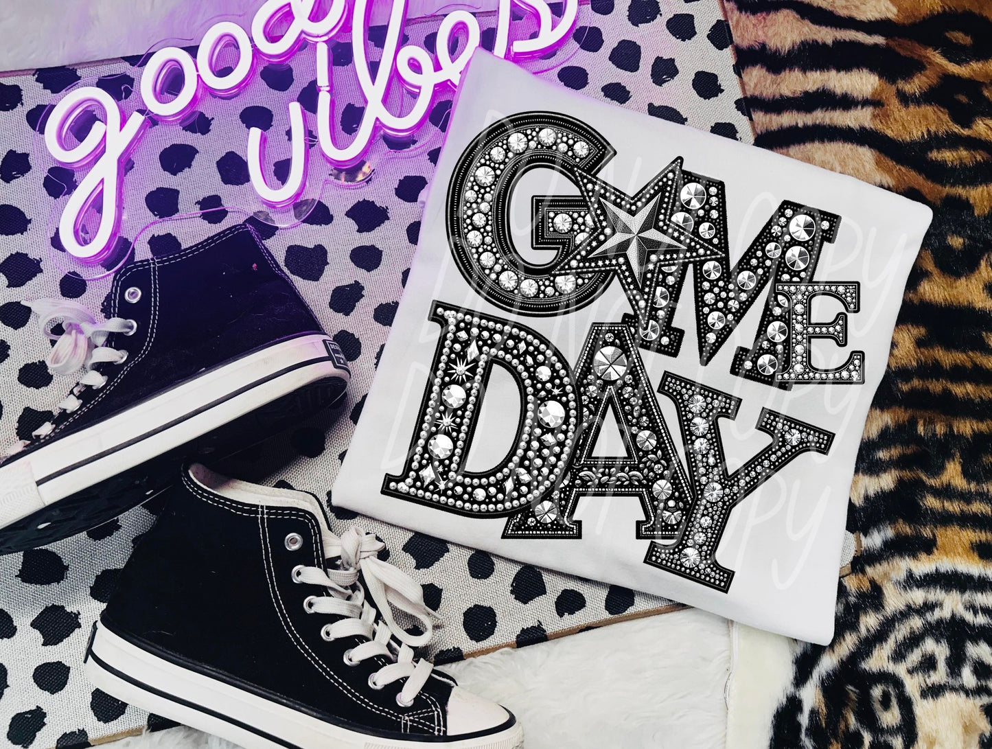 Game Day Star - Faux Rhinestone Faux Embroidered DTF Transfer Film