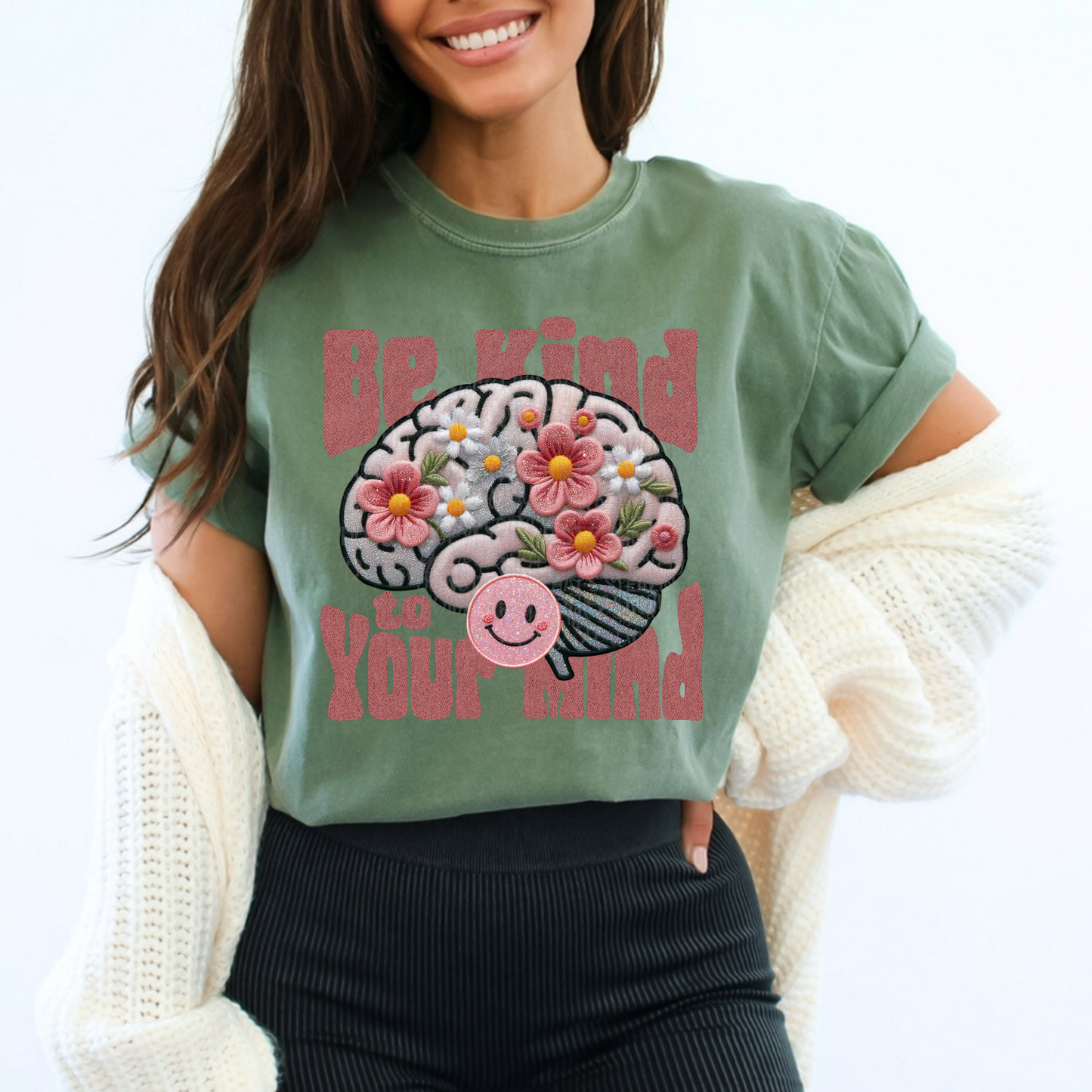 Be Kind to your mind Faux Embroidered DTF Transfer Film T024